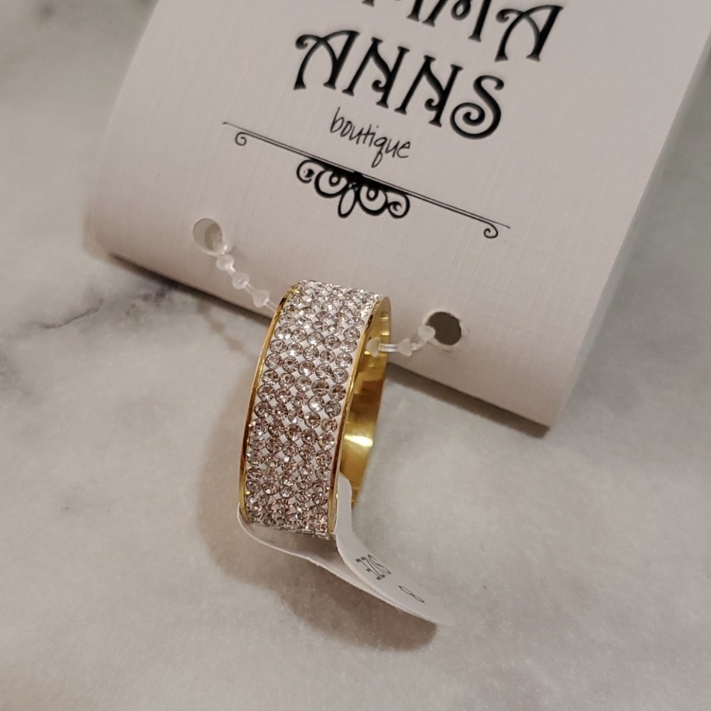 NEW Gold Blinged out crystal band ring